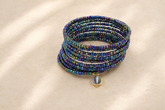 Blue Rainbow Coil Bangle