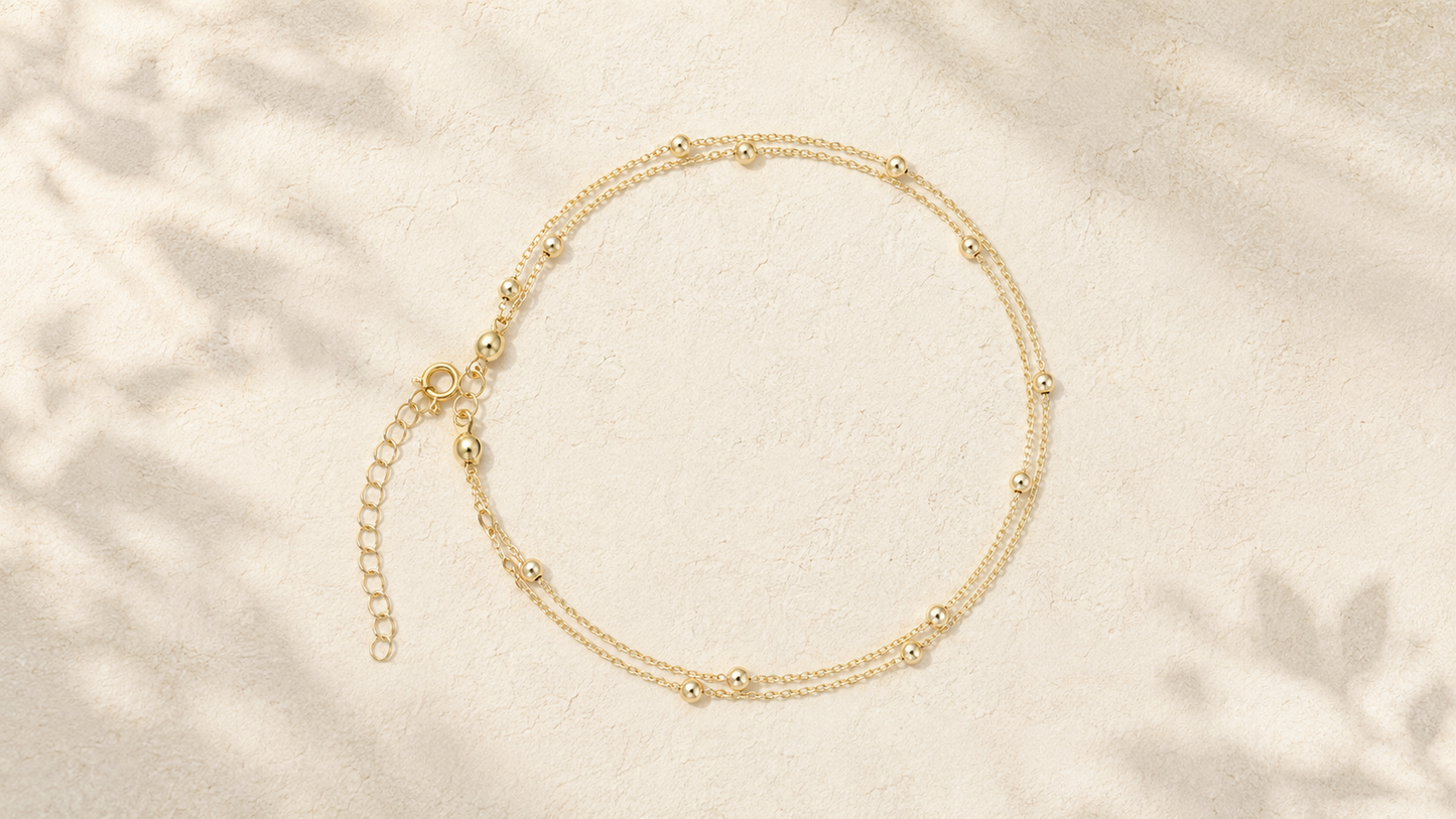 Bold Satellite Anklet (Double Layer)