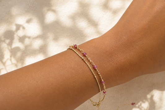 Pink Tourmaline Duet Bracelet