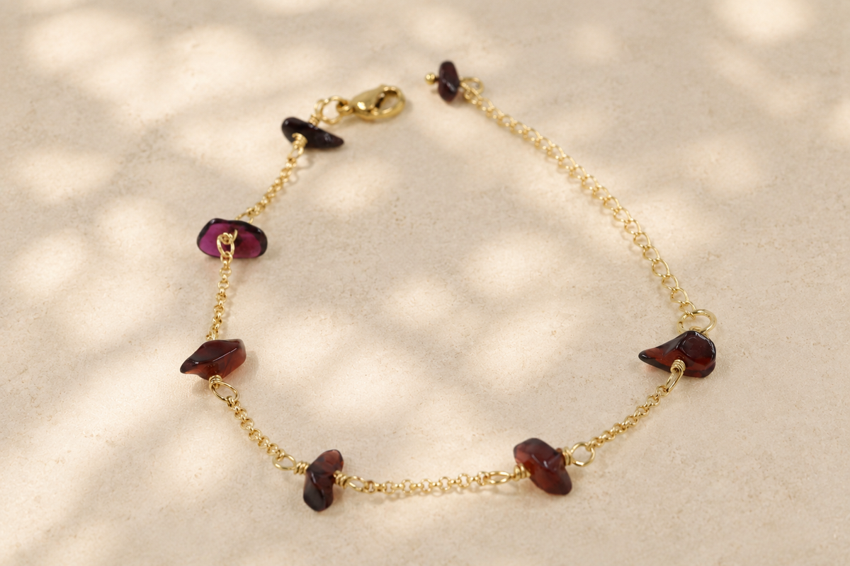 Garnet Pebble Bracelet
