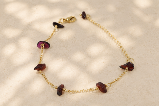 Garnet Pebble Bracelet