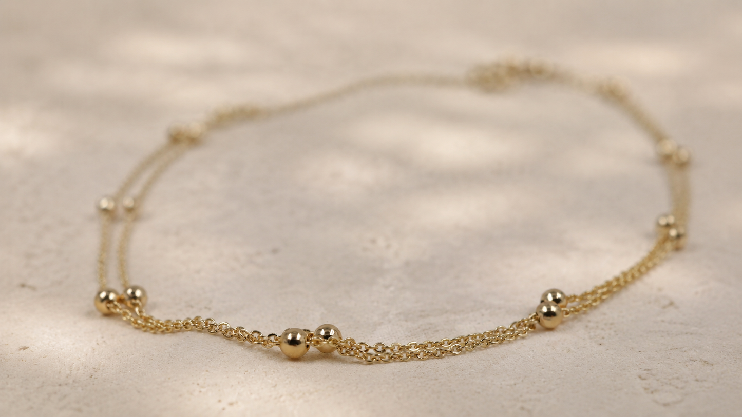 Bold Satellite Anklet (Double Layer)