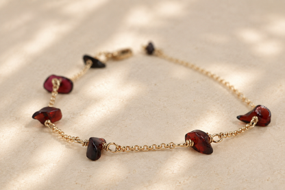 Garnet Pebble Bracelet