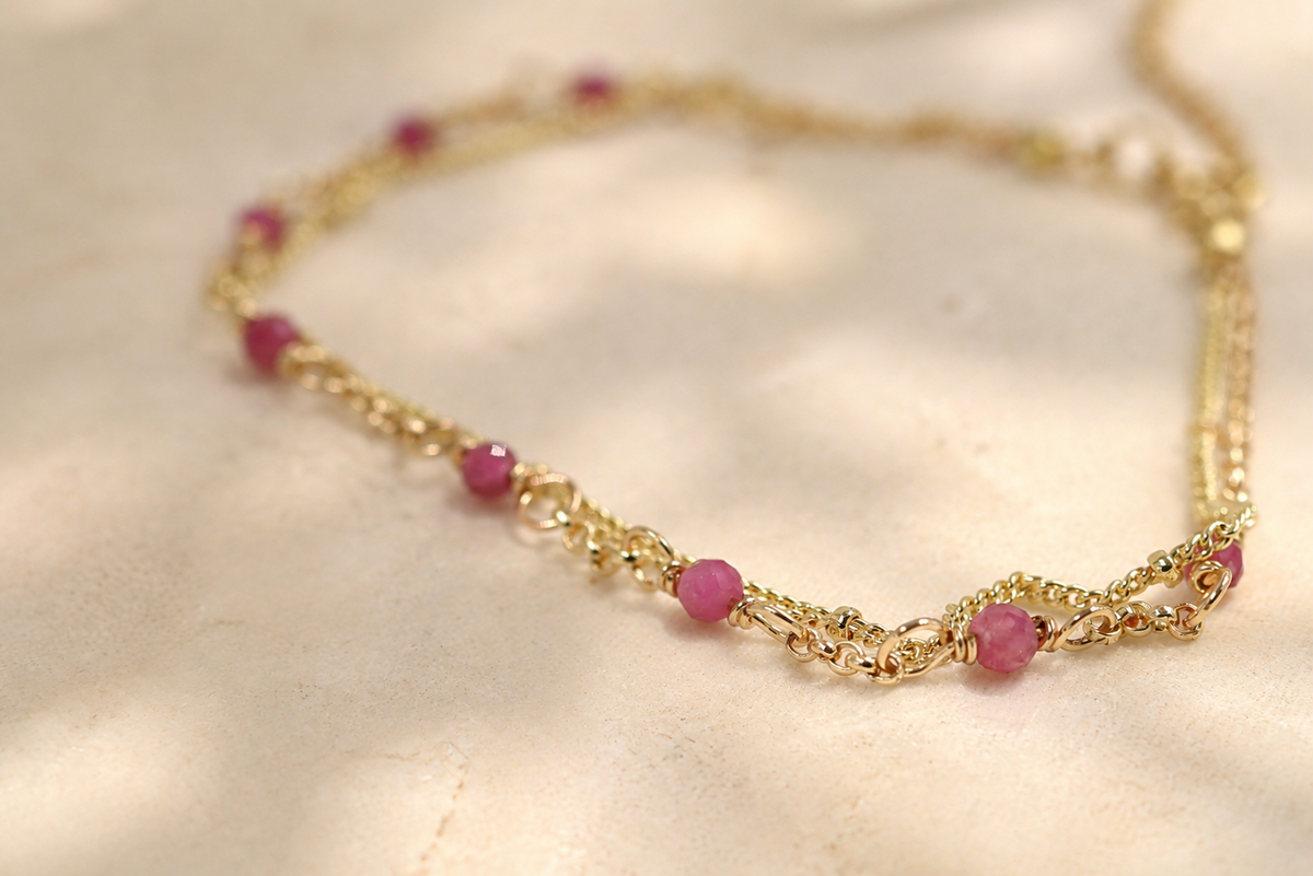 Pink Tourmaline Duet Bracelet