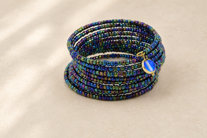 Blue Rainbow Coil Bangle