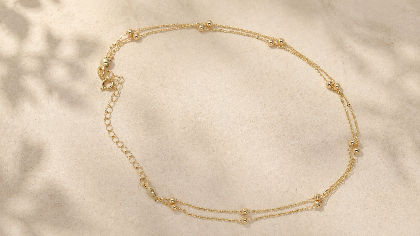 Bold Satellite Anklet (Double Layer)