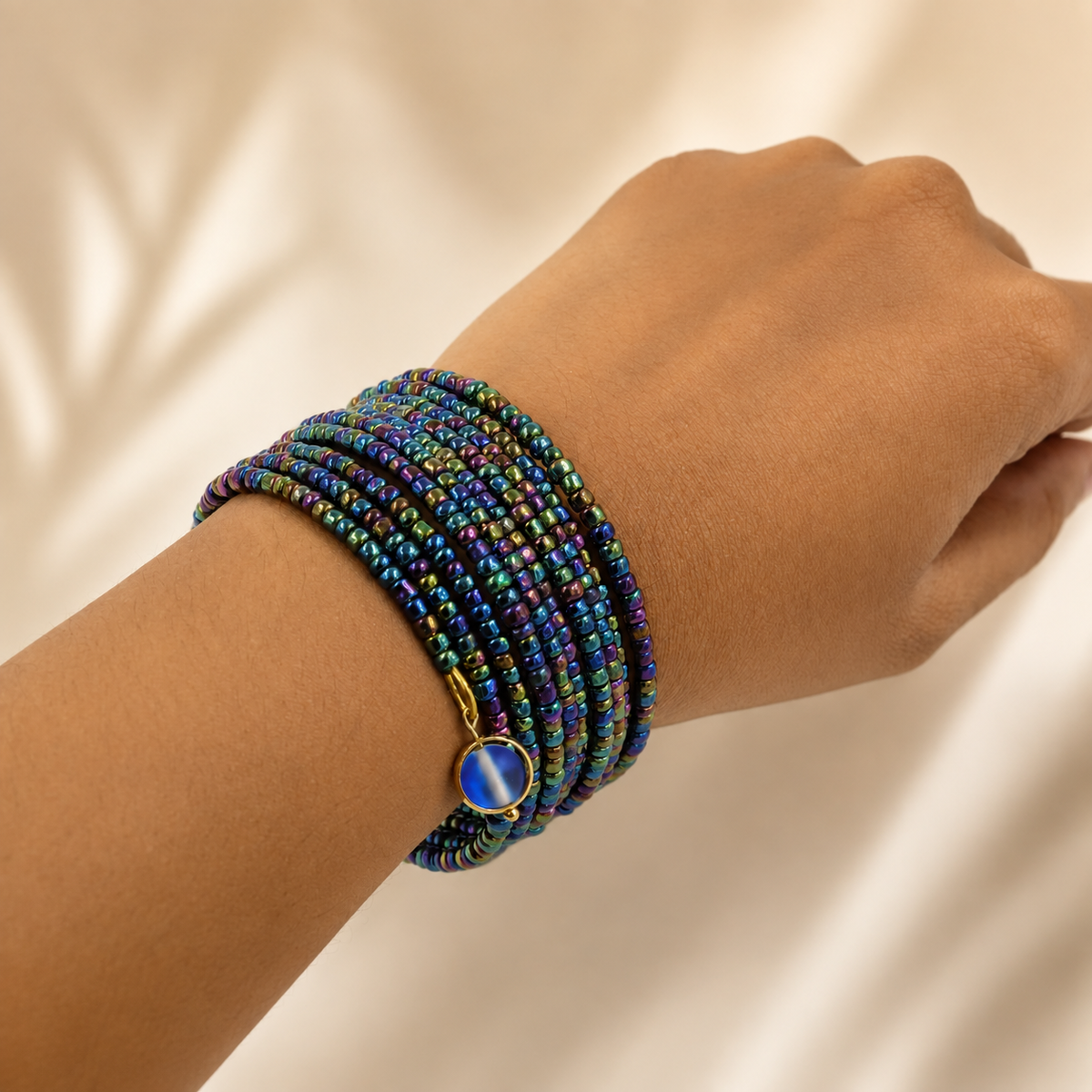Blue Rainbow Coil Bangle